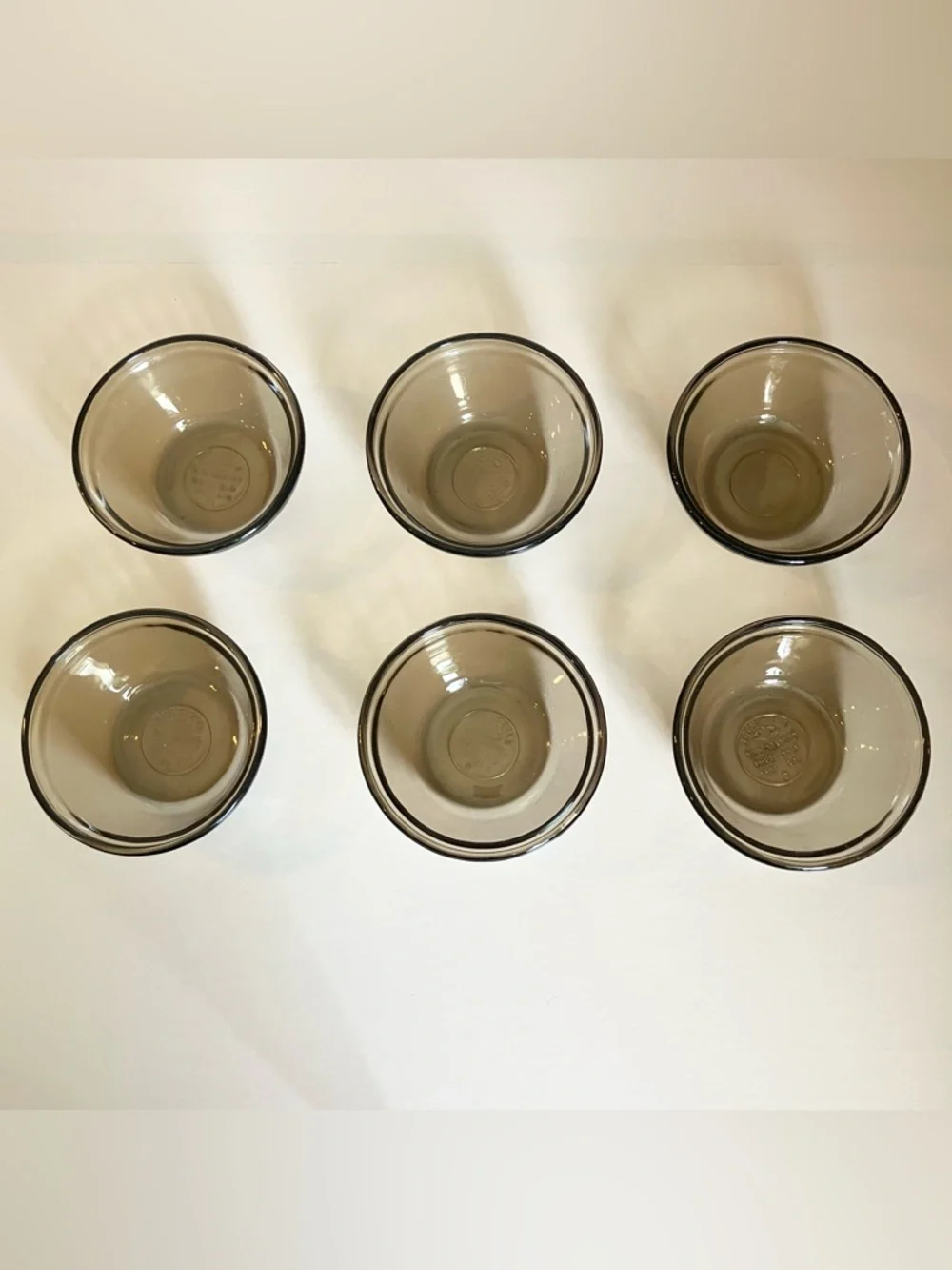 Vintage L'Ovenware 6-ounce Custard Cup Smoked Amber Glass Set of 6